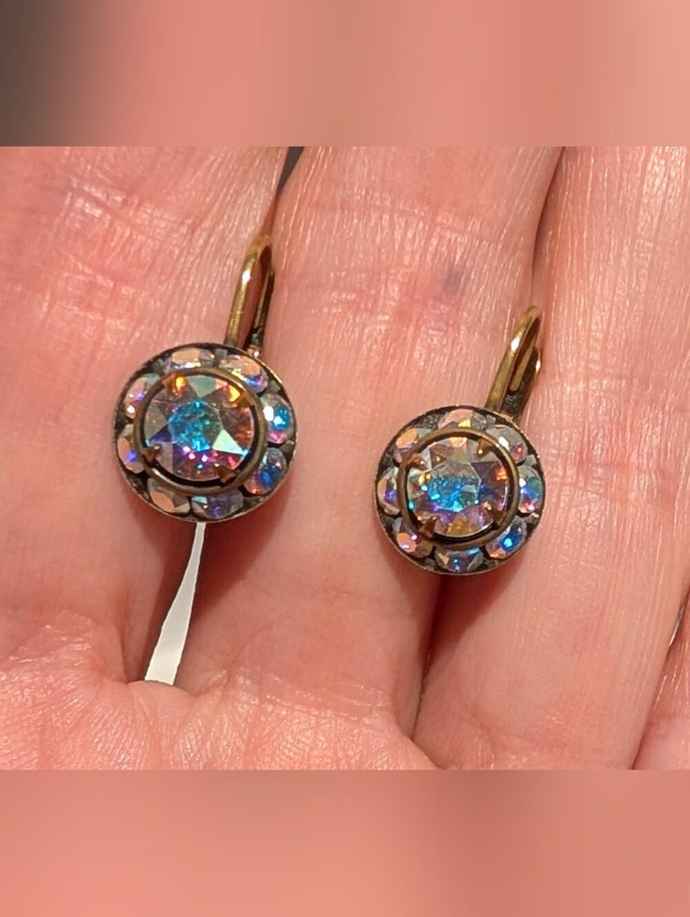 Liz Palacios Aurora Crystal Drop Earrings - Iridescent Pink/Blue/Multi